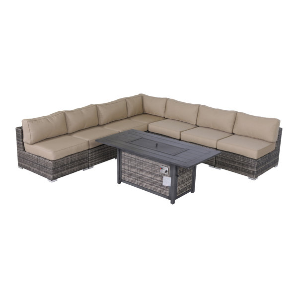 Latitude Run® Fully Assembled 8 Piece Rattan Sectional Seating Group with Cushions Wayfair
